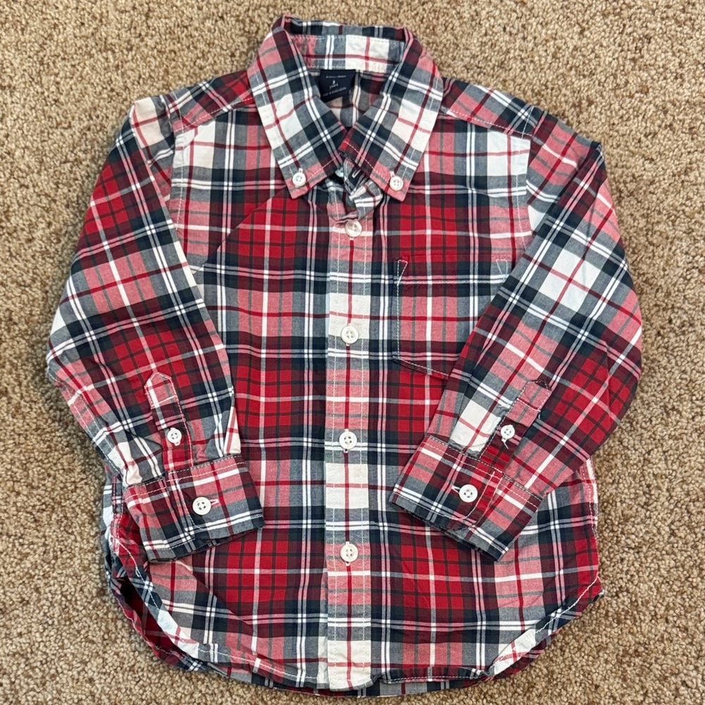 GAP Kids Red and Blue Plaid Button Down Shirt